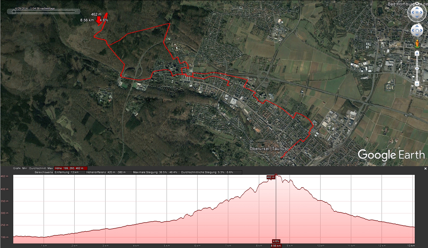 Route auf Google Earth