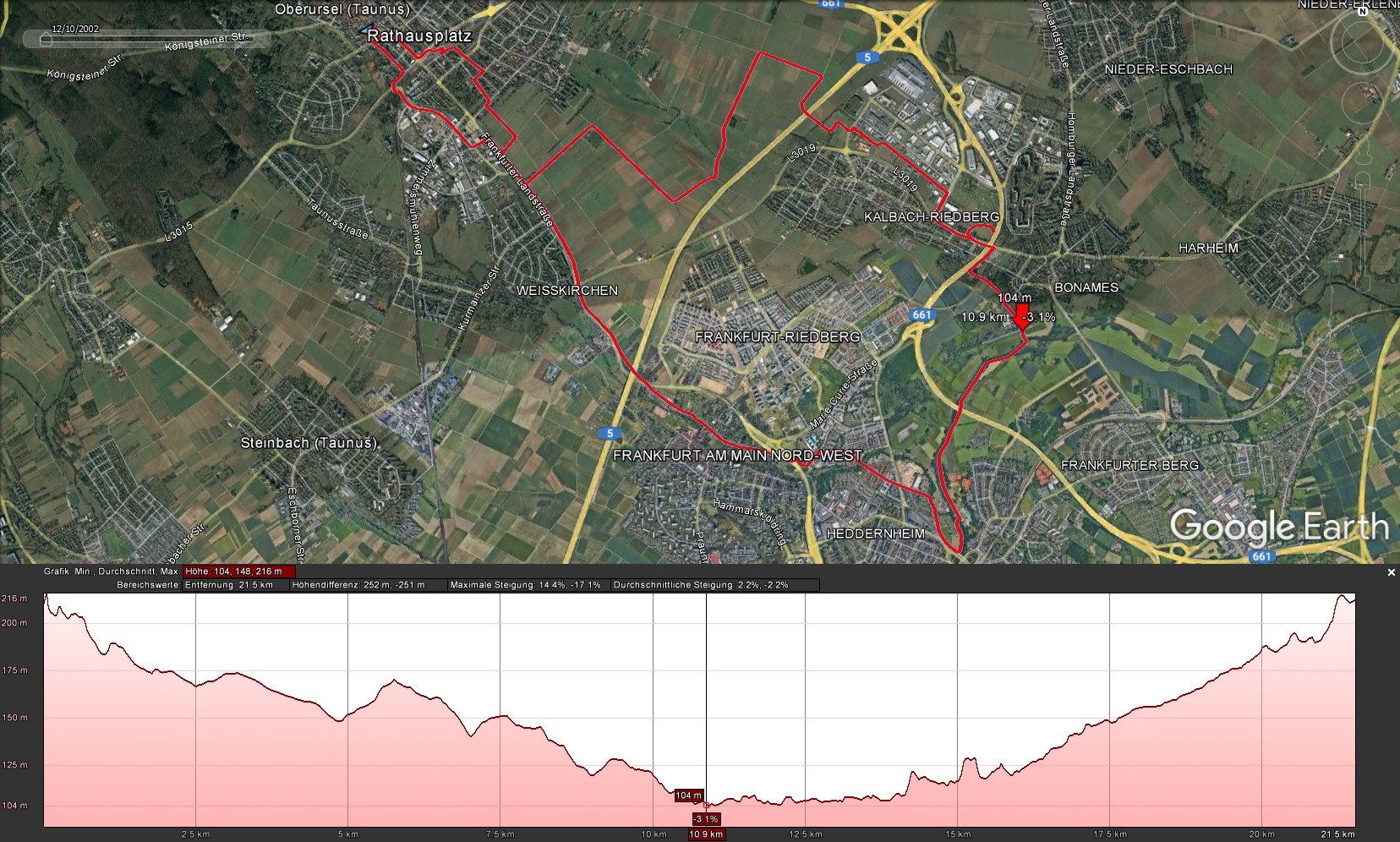 Route auf Google Earth