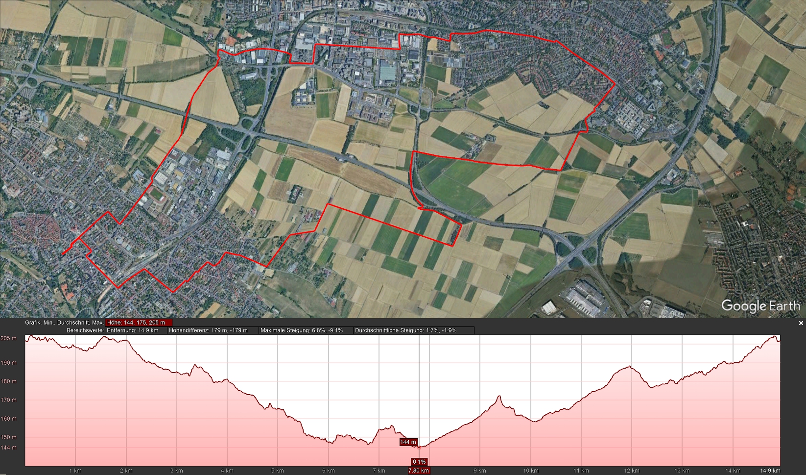Route auf Google Earth