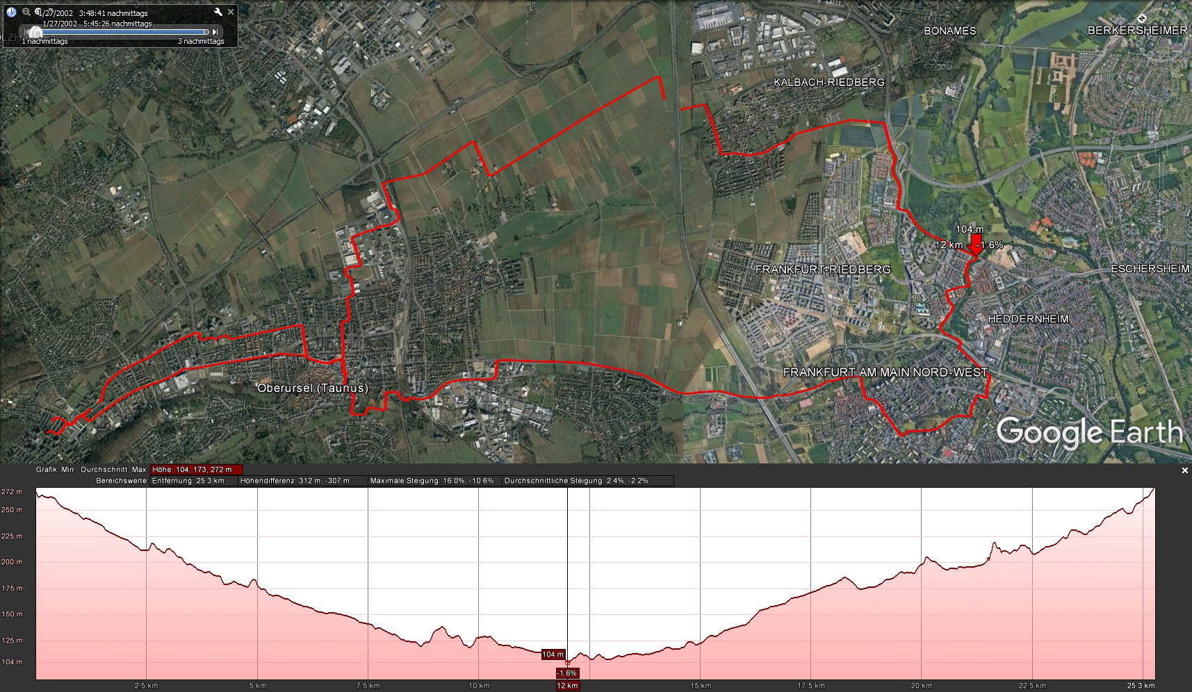 Route auf Google Earth