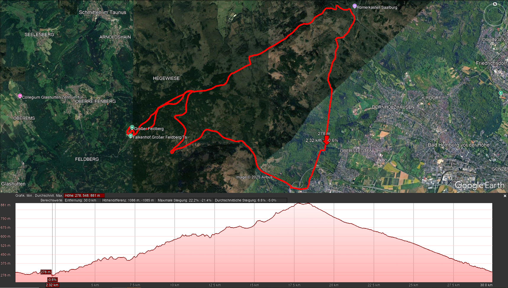 Route auf Google Earth
